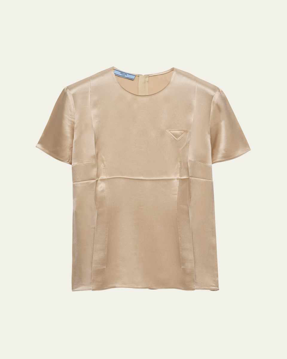 Short Sleeve Satin Crepe Top